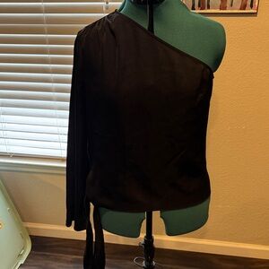 ANTONIO MELANI Black One-Shoulder Long-Sleeve Top